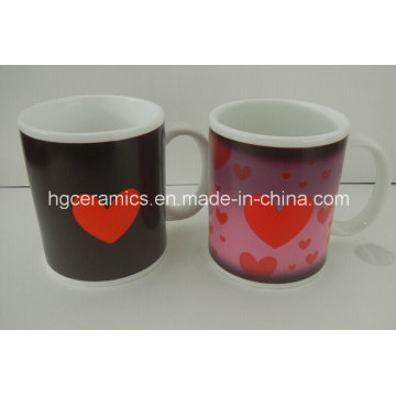 Teil-Farbwechsel-Becher-Sublimations-Becher Großverkauf, keramische wärmeempfindliche Kaffeetassen